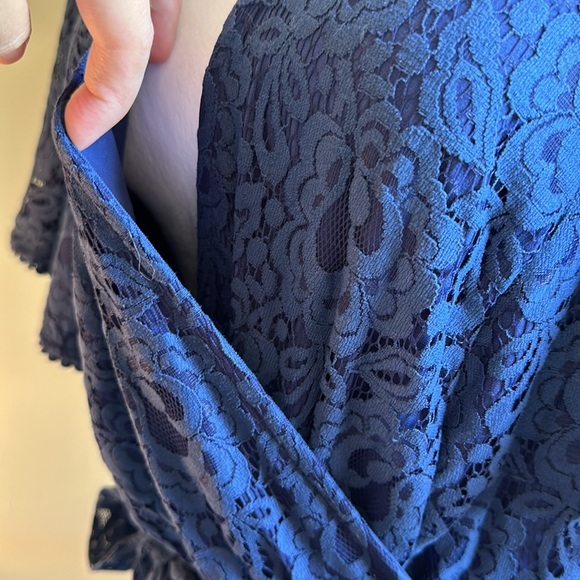NWT City Chic Size 18 Blue Lace Wrap Dress with Bow - Picture 6 of 16